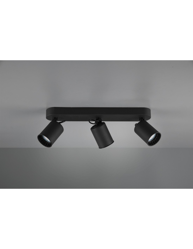 Lampada da Soffitto 3 Faretti Spot GU10 Orientabili Pago Nero Trio Lighting - Samnite