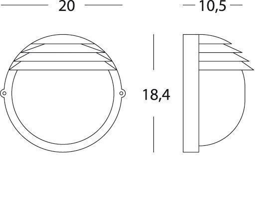 Applique Picc. E27  linea palpebra tonda  bianco
