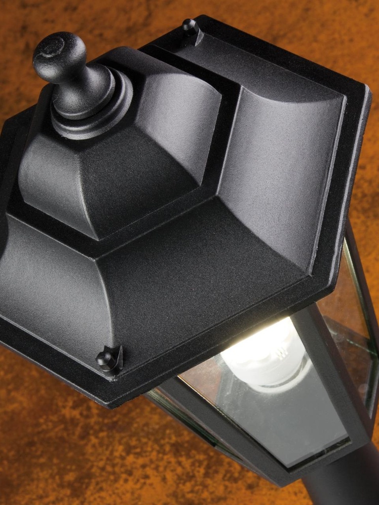 Lampada da esterno in alluminio pressofuso con diffusori in vetro trasparente nero - Samnite