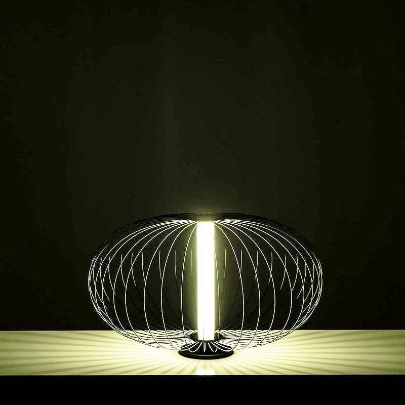 Lampada da tavolo led paralume in acciaio nero lucido  50x50xh. 29 cm - Samnite