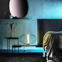 Lampada da tavolo led paralume in acciaio nero lucido  50x50xh. 29 cm - Samnite