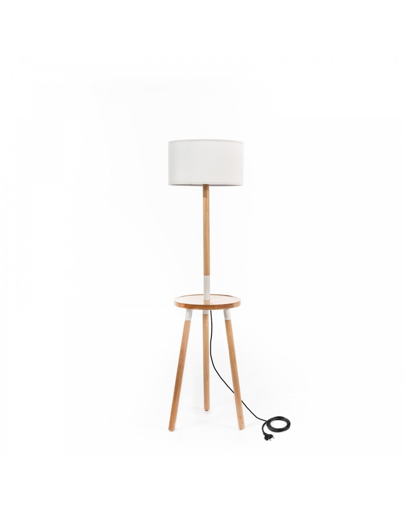 Lampada da terra Acrux in tessuto bianco e legno STS - Samnite