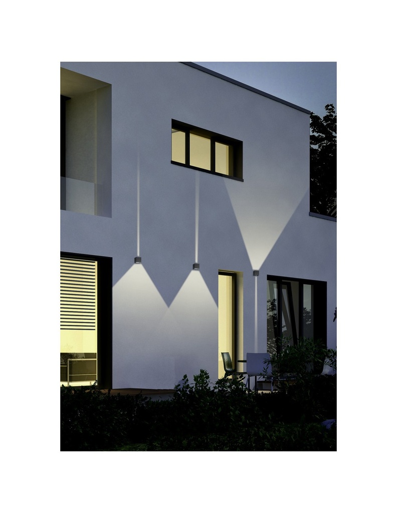 Applique Cubo Antracite Doppia Luce Led Adaja IP54 Trio Lighting - Samnite