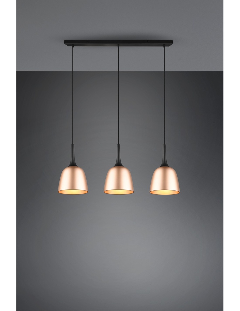 Lampadario Lineare 3 Pendel Sospesi Ottone Chiron Trio Lighting - Samnite