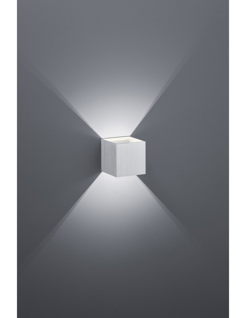 Applique Cubo Louis Doppia Emissione Led Alluminio 10x10 cm Trio Lighting - Samnite