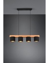 Lampadario Lineare Legno 4 Paralumi Nero Cameron Trio Lighting - Samnite