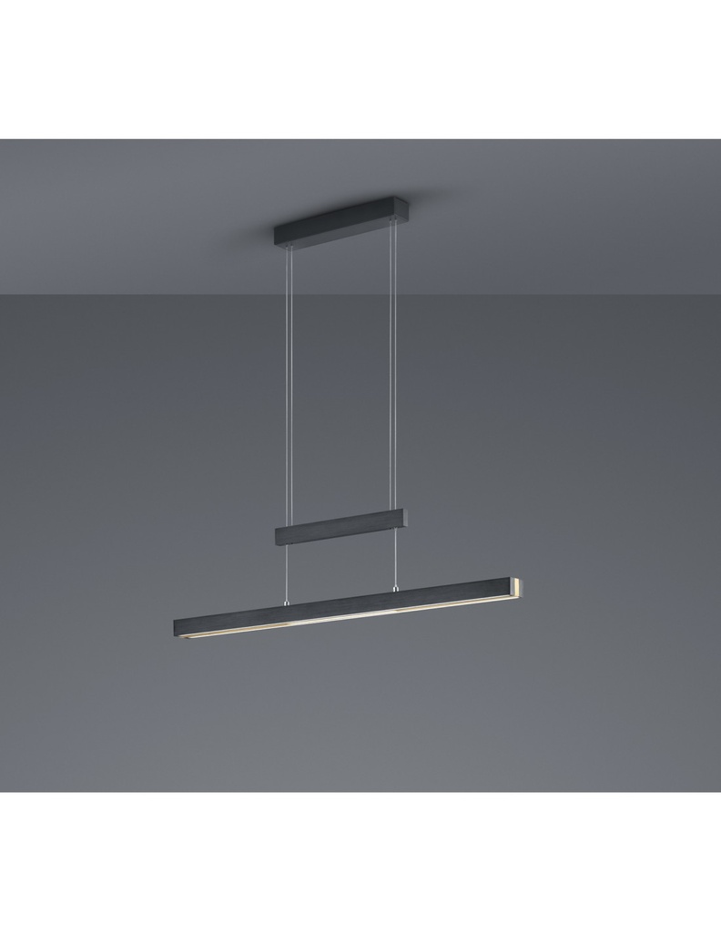 Lampadario Ufficio Moderno Trajan Doppio Led Touch Dimmer Nero E Ottone Trio Lighting - Samnite