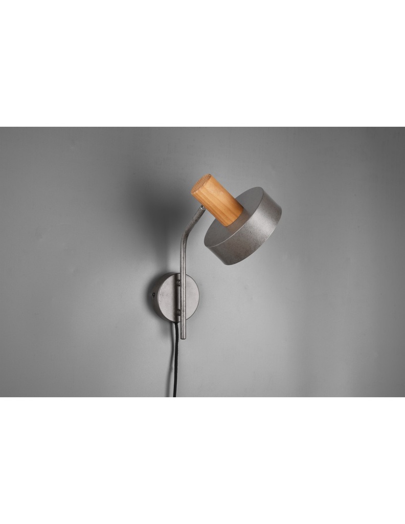 Applique Gaya 1xE14 Nichel Antico E Legno H32 cm Trio Lighting - Samnite