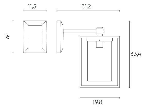 Applique In Basso E27  linea domus  nero - Samnite