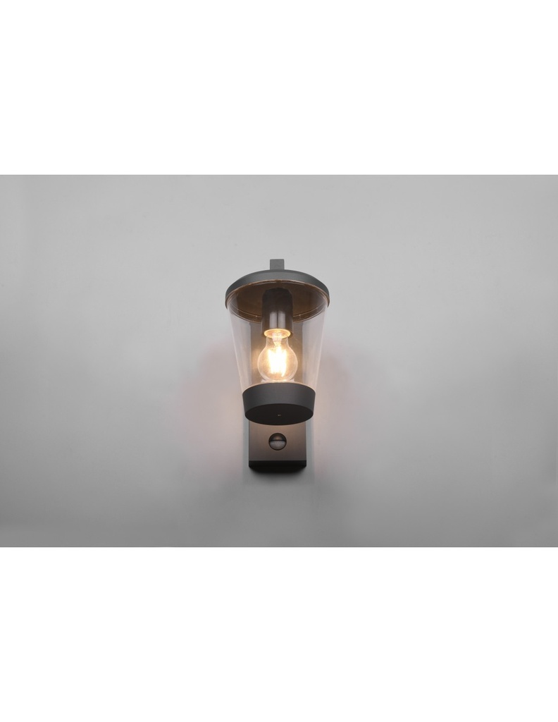 Applique Lanterna Cavado Alluminio Antracite IP44 Con Sensore Trio Lighting - Samnite