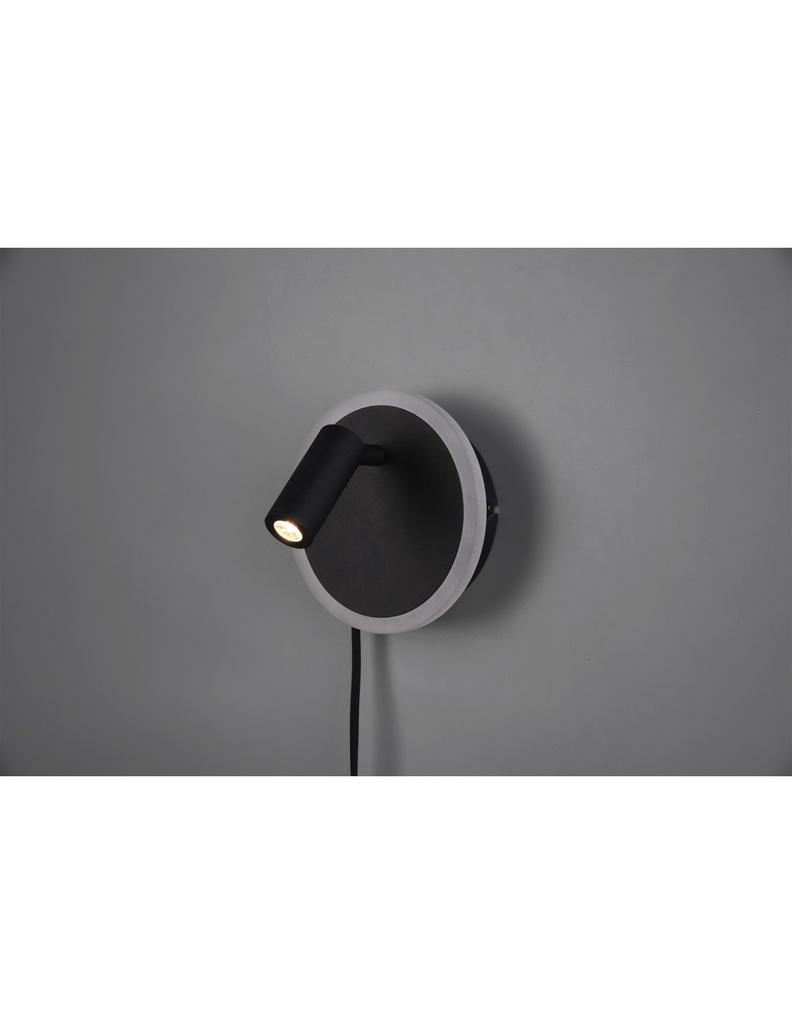 Applique Led Faretto Spot Orientabile Jordan Nero Trio Lighting - Samnite