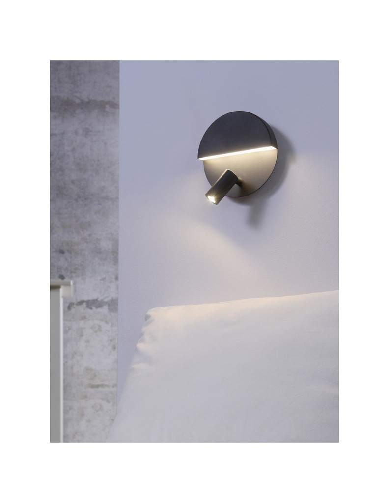 Applique Moderna Doppia Emissione Mario Nero Con Faretto Orientabile Trio Lighting - Samnite