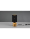 Lumetto Comodino Woody Rotondo Base Legno Paralume Nero Trio Lighting - Samnite
