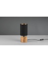 Lumetto Comodino Woody Rotondo Base Legno Paralume Nero Trio Lighting - Samnite