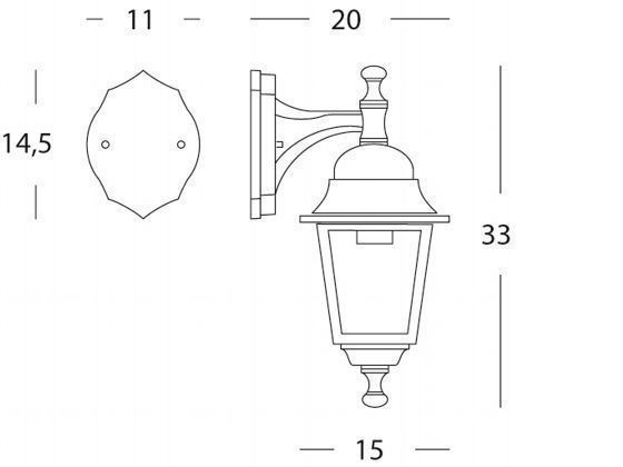 Applique Piccola In Basso E27  linea nano  nero - Samnite