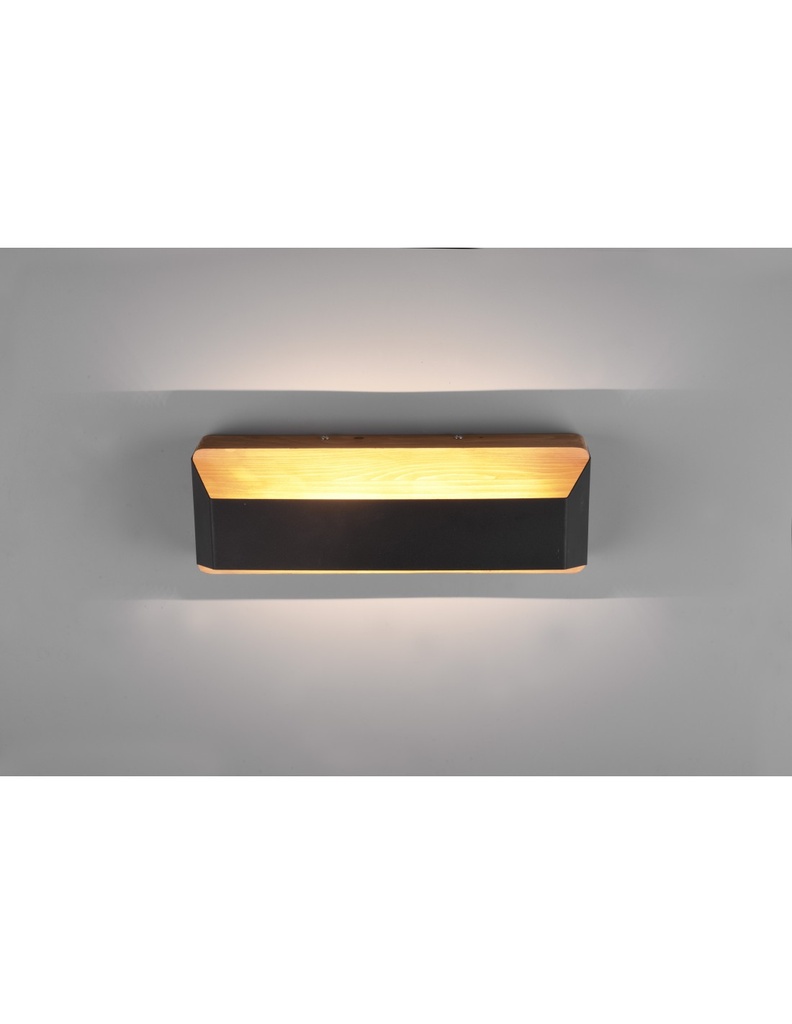 Applique Rettangolare Doppia Emissione Led Arino Legno Nero Trio Lighting - Samnite