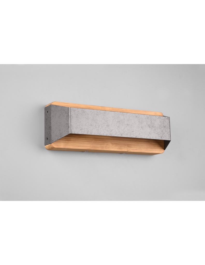 Applique Rettangolare Doppia Emissione Led Arino Legno Nichel Trio Lighting - Samnite