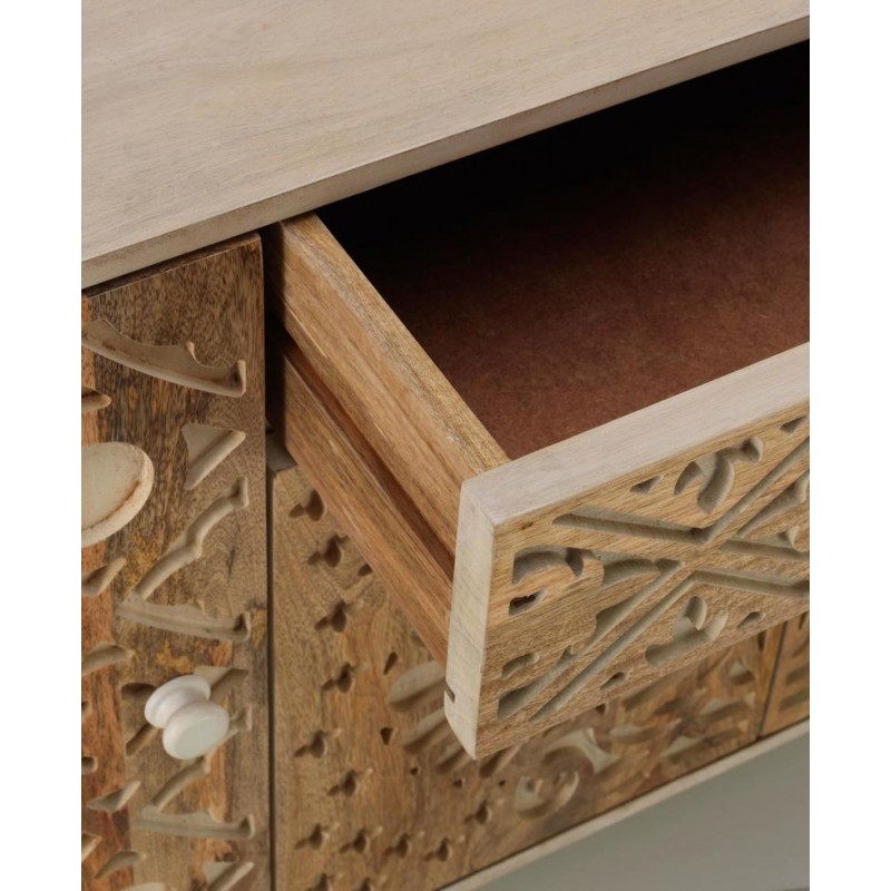 Madia 4 ante 1 cassetto  in Legno di mango marrone  47x 160x h. 75 cm - Samnite