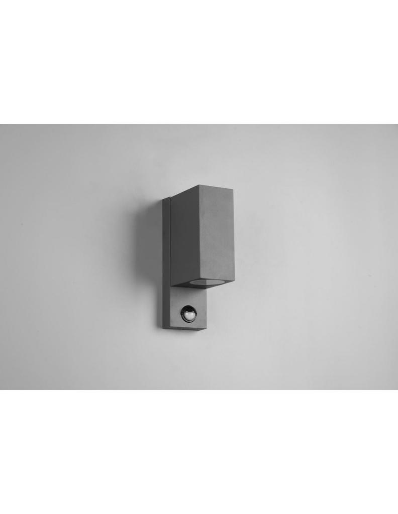 Applique Squadrata Esterno Doppia Emissione Sensore Movimento Roya Antracite IP44 Trio Lighting - Samnite