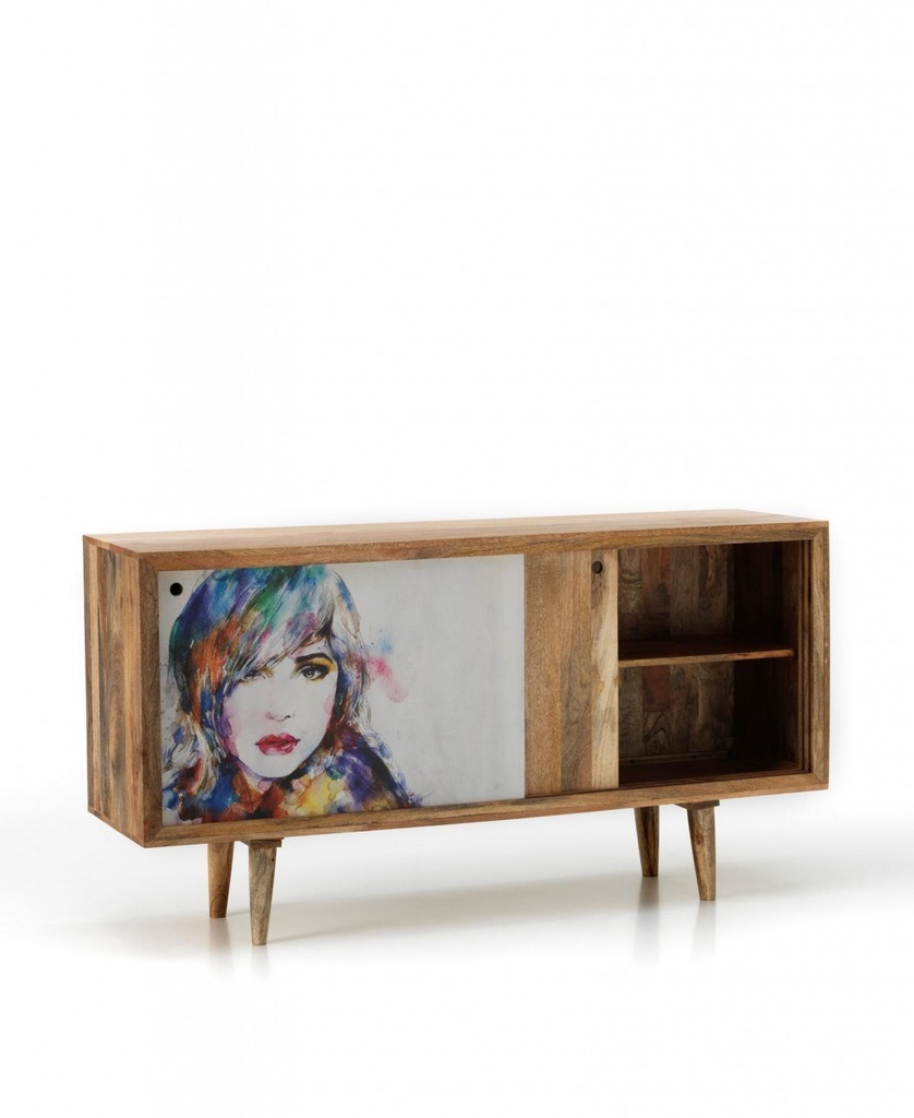 Madia moderna etnica  marrone legno di mango cm 160 x 45 x h 85 - Samnite