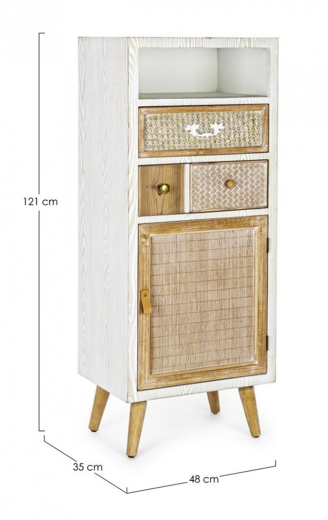 Mobile 1 Anta 2 Cassetti Eloise in legno naturale cm 48x35x121h - Samnite