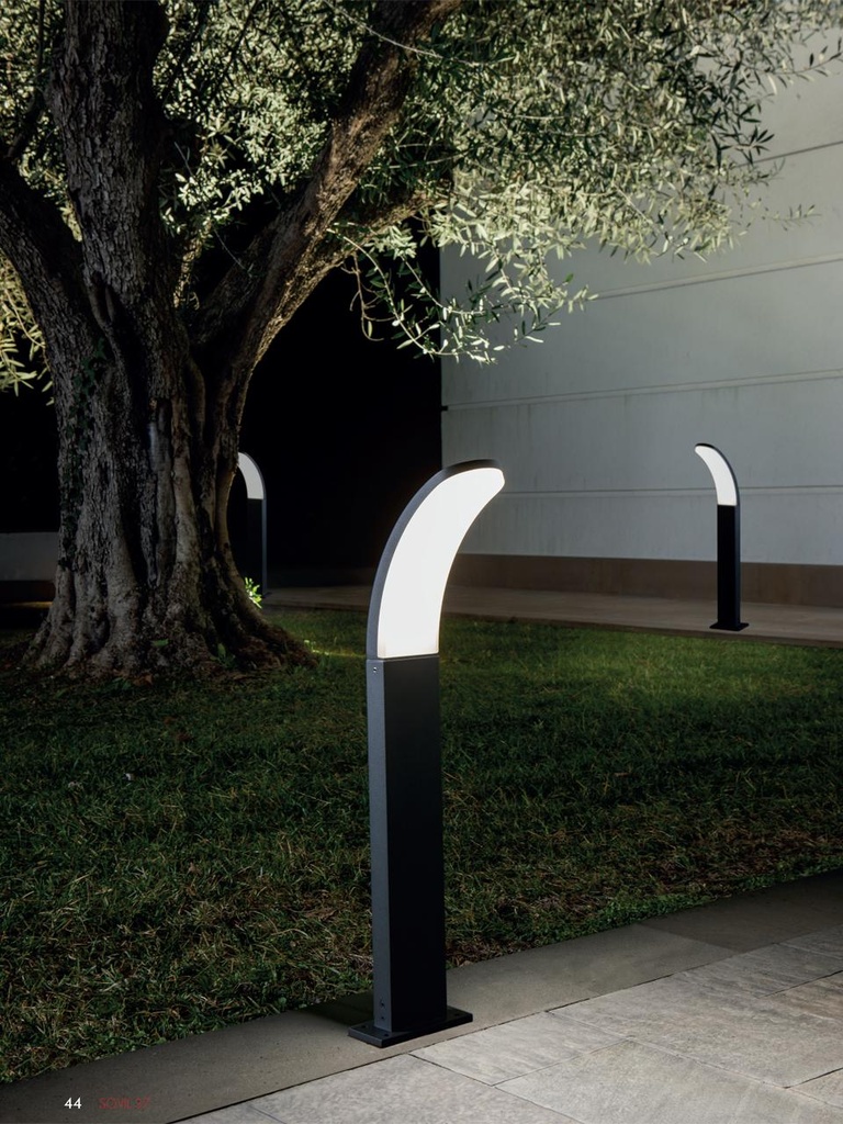 Applique in alluminio pressofuso con diffusore in resina opalina - 15W, 2300 lumen, 1050 lumen, 4000°K grafite - Samnite