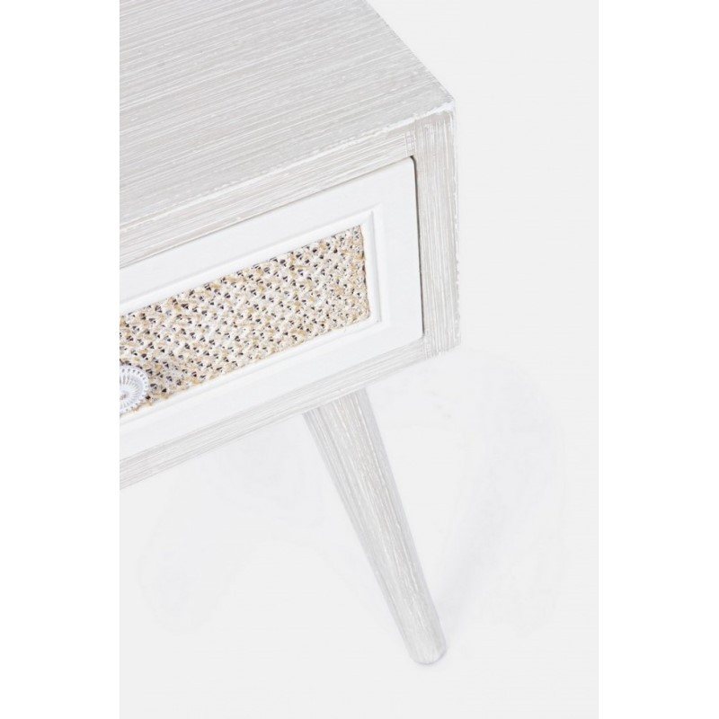 Mobiletto comodino in MDF un cassetto Bianco MONTIEL 35x30x h46,5 cm - Samnite