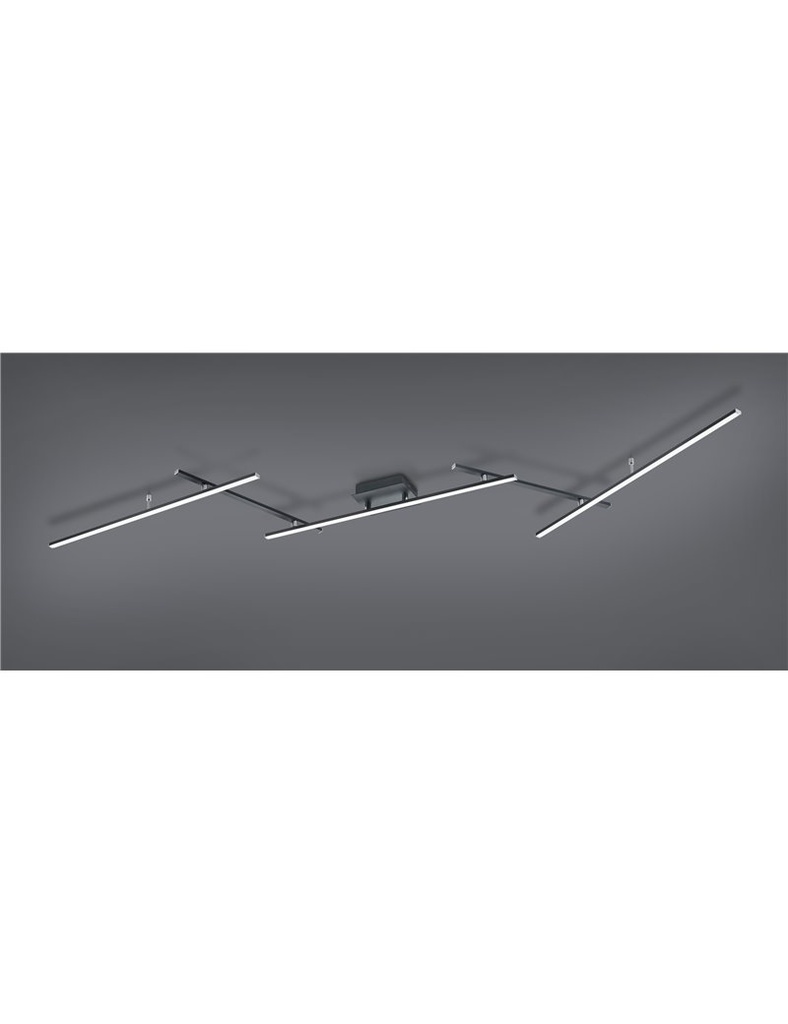 Arvin plafoniera led bacchette orientabili nera retro-illuminata rgb con telecomando multifunzione l. 245cm Moderno LED - Samnite