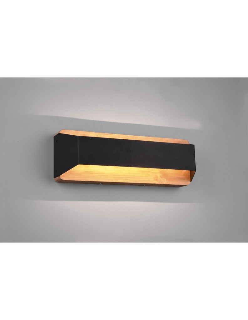 Applique Rettangolare Doppia Emissione Led Arino Legno Nero Trio Lighting