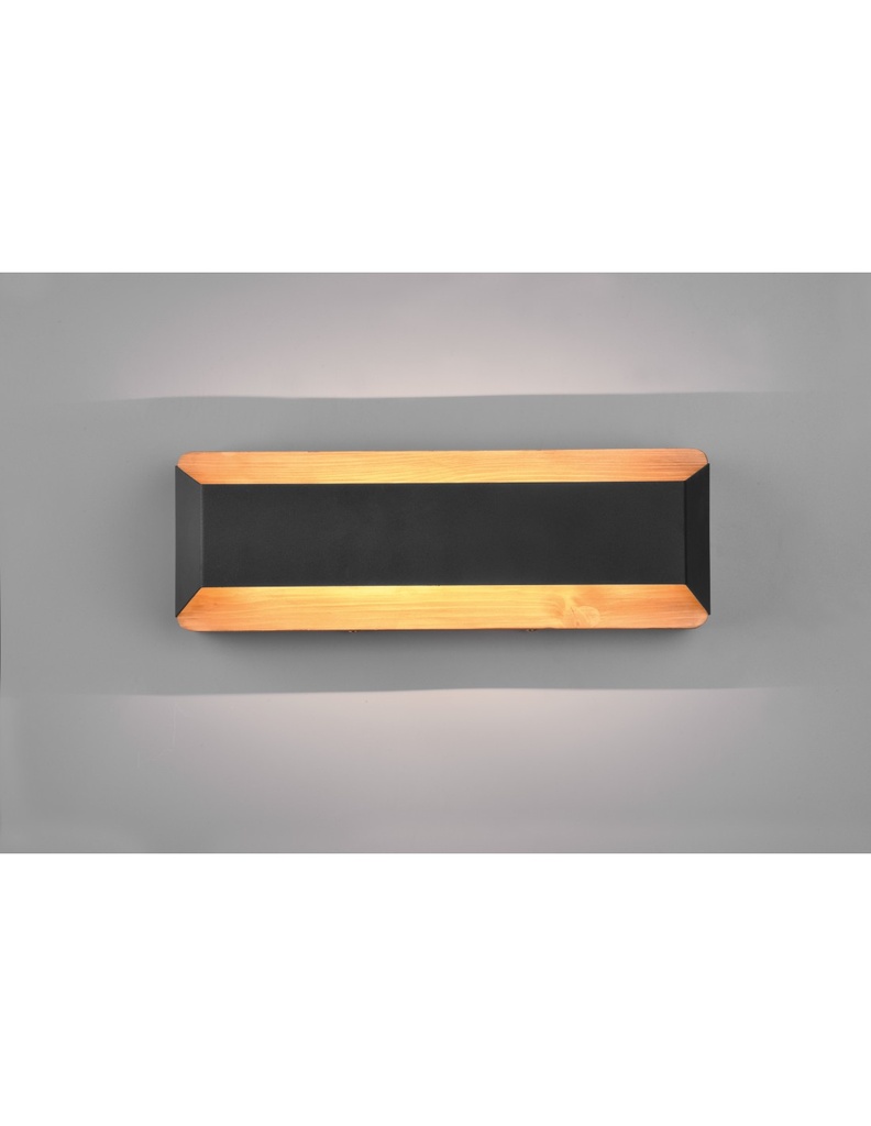 Applique Rettangolare Doppia Emissione Led Arino Legno Nero Trio Lighting