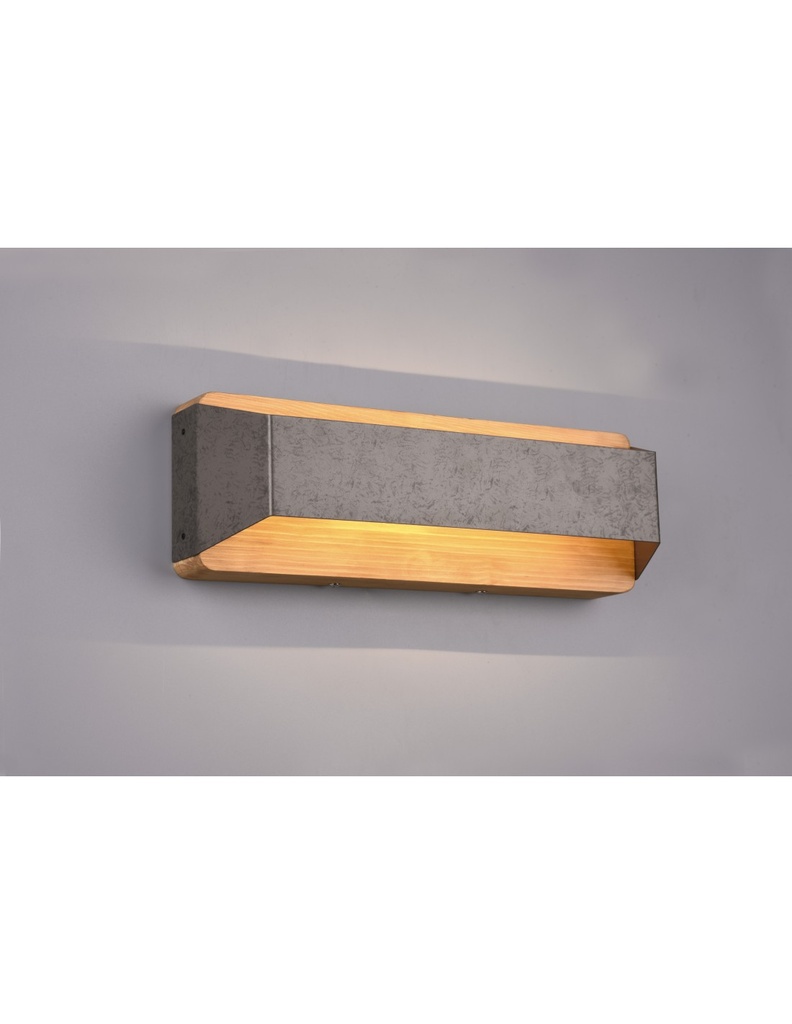 Applique Rettangolare Doppia Emissione Led Arino Legno Nichel Trio Lighting