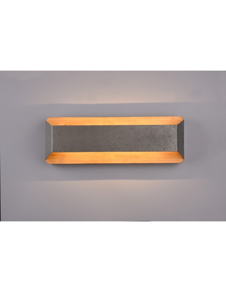 Applique Rettangolare Doppia Emissione Led Arino Legno Nichel Trio Lighting