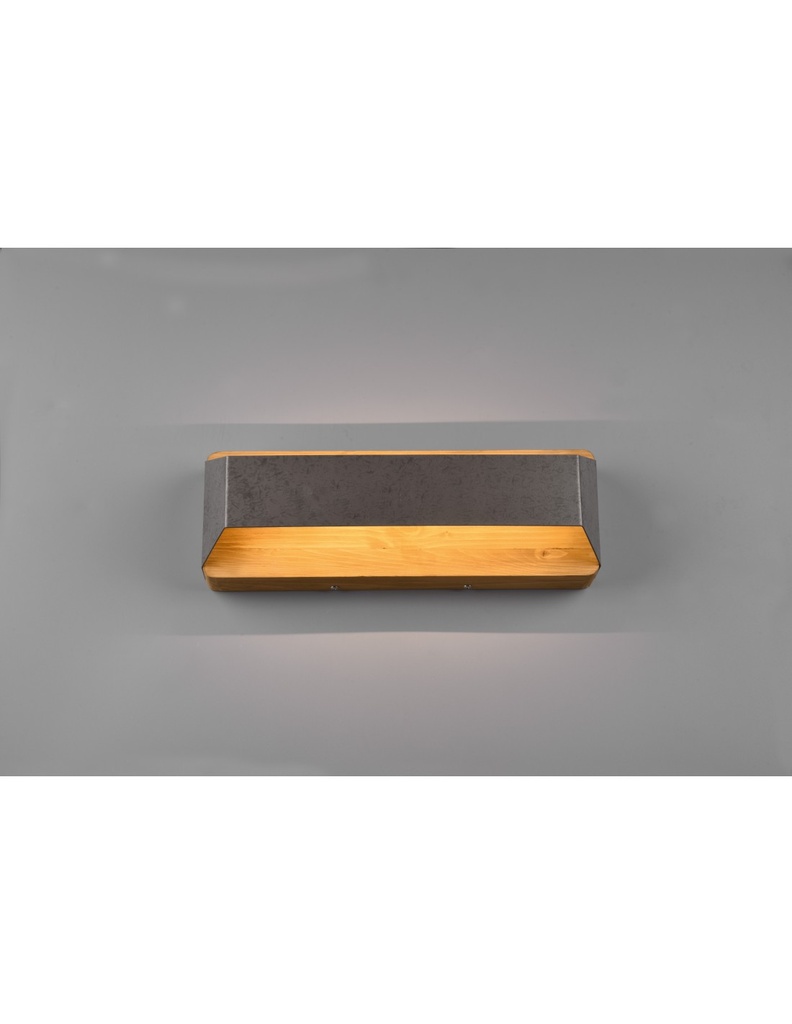 Applique Rettangolare Doppia Emissione Led Arino Legno Nichel Trio Lighting