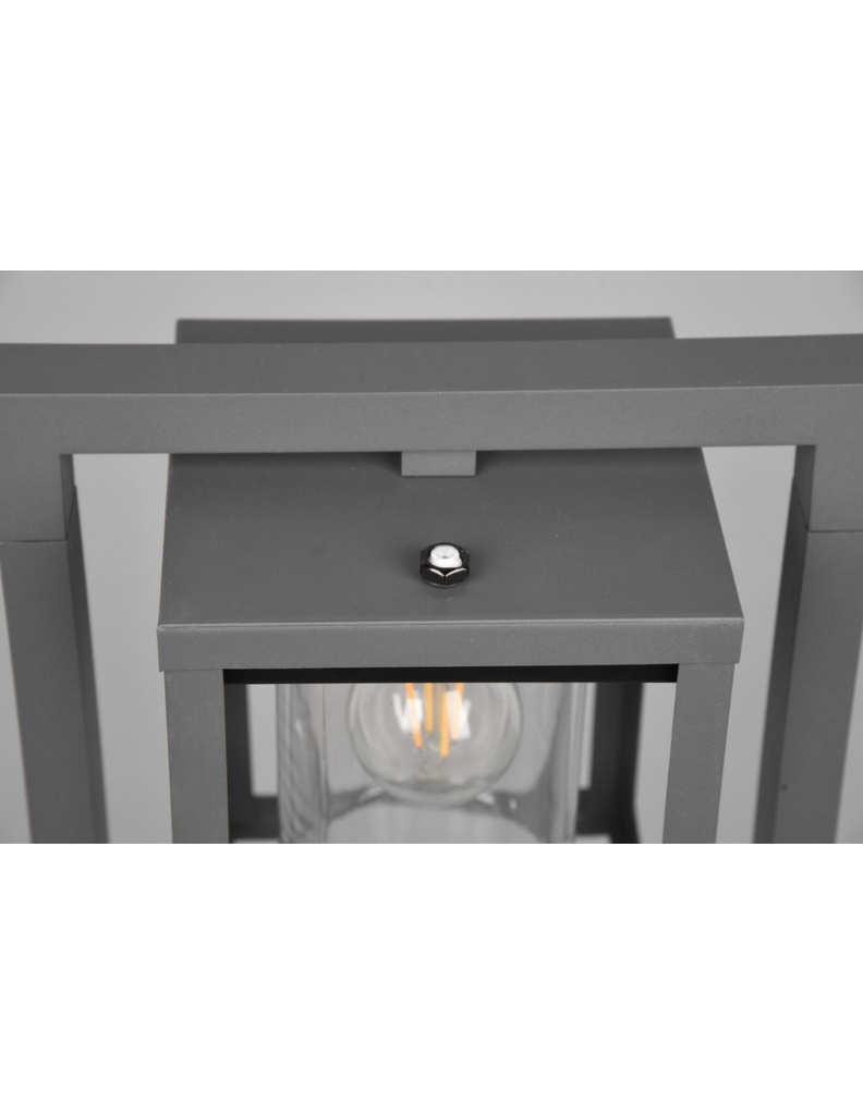 Paletto Lanterna Cilindro Vetro Lunga Antracite IP44 Sensore Crepuscolare Trio Lighting - Samnite