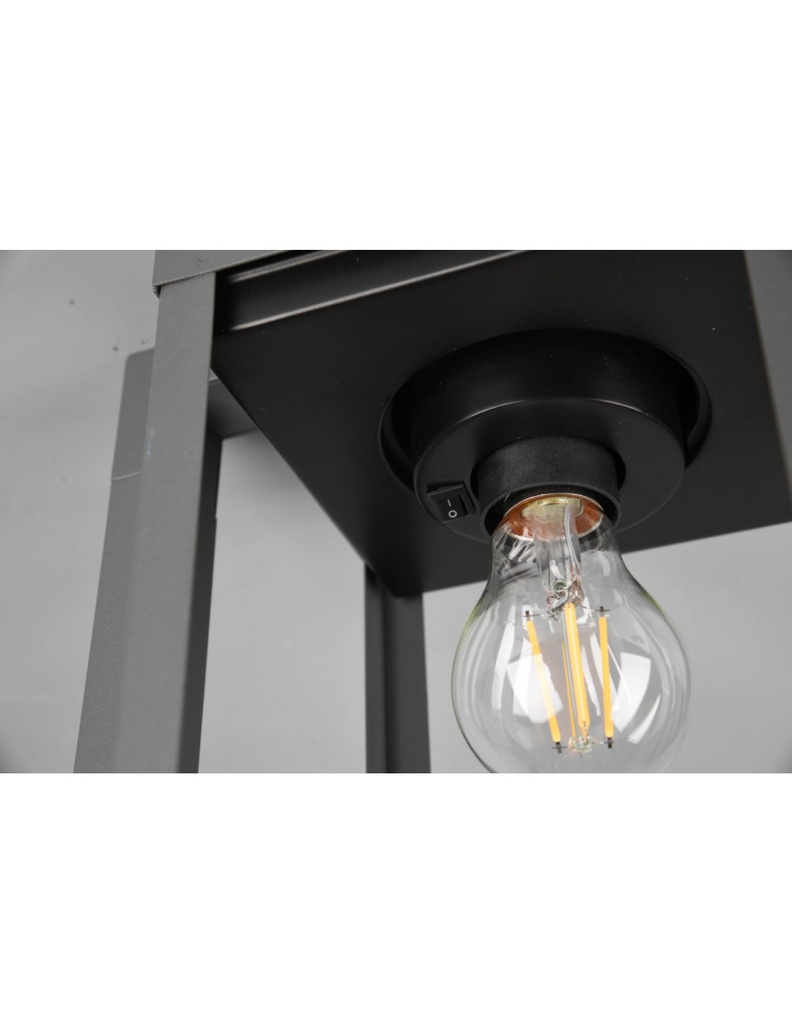 Paletto Lanterna Cilindro Vetro Lunga Antracite IP44 Sensore Crepuscolare Trio Lighting - Samnite