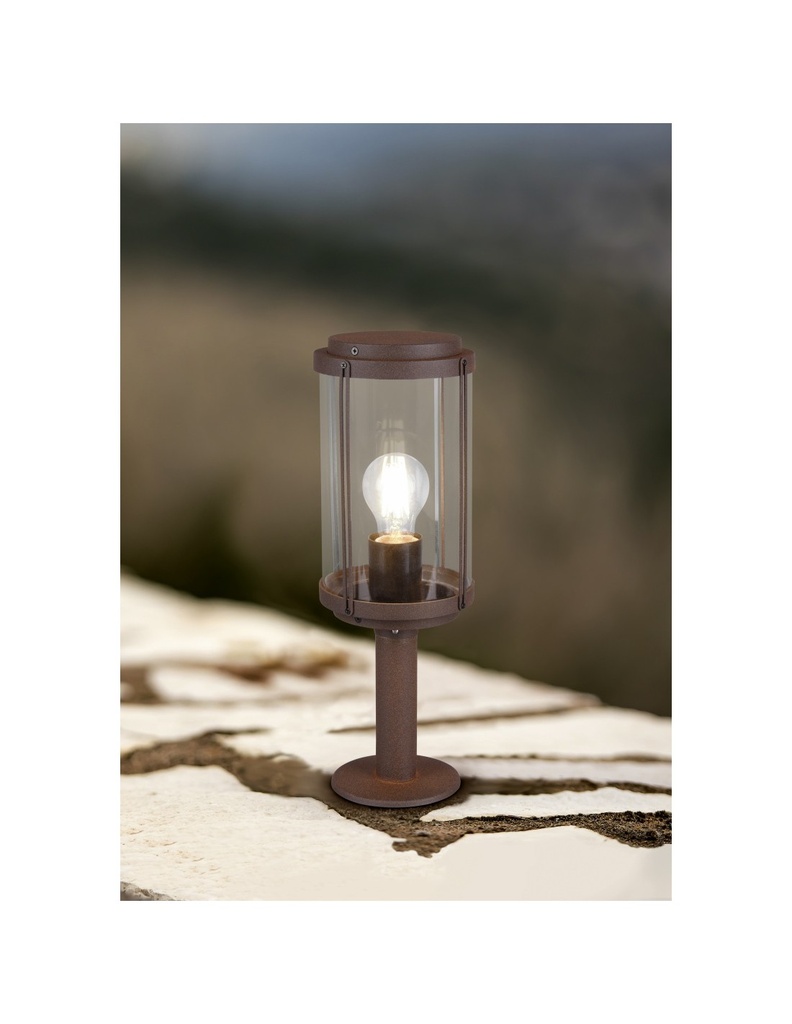 Paletto Tanaro IP44 Ruggine Con Vetro Lanterna H40 cm Trio Lighting - Samnite