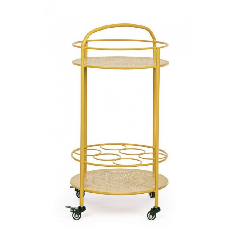 Carrello per bottiglie in acciaio Giallo Ocra - Samnite