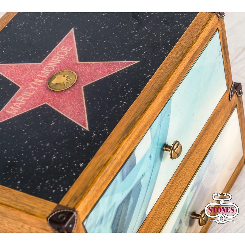 Cassettiera 2 cassetti decorati multicolor in legno di mango  40x5h.40 cm - Samnite