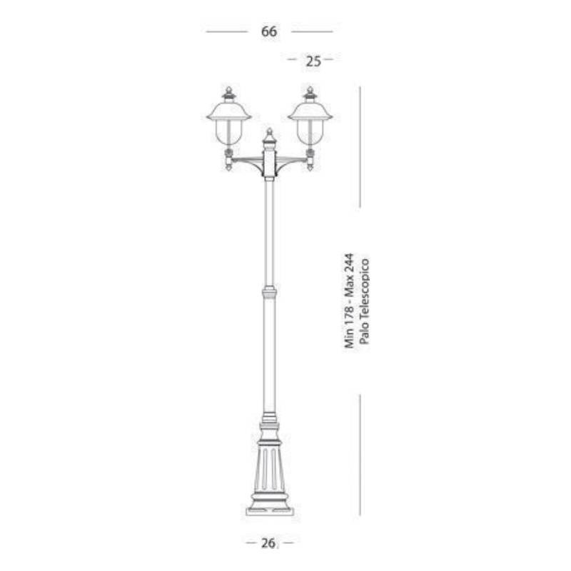 Palo con struttura in pressofusione di alluminio grigio e rame da esterno h. 244 cm - Samnite