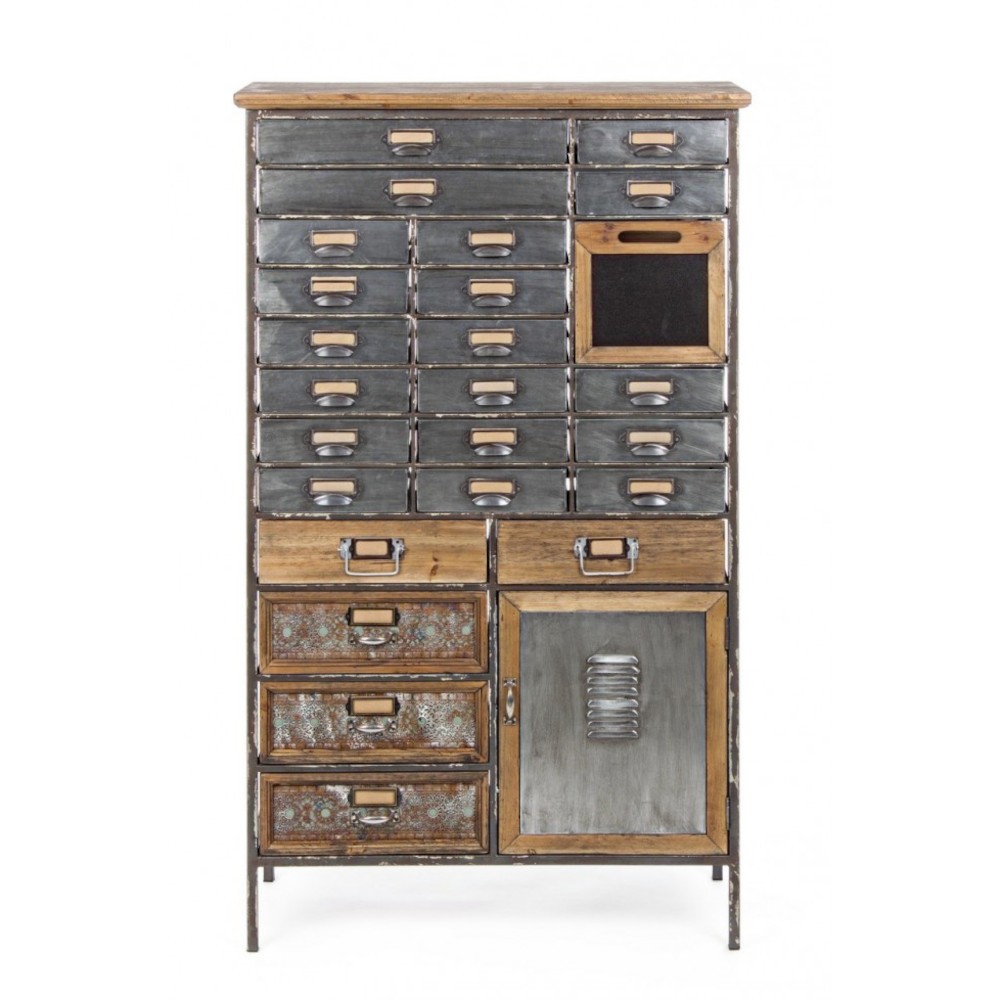 Cassettiera OFFICINA in acciaio e legno 132.5h cm - Samnite