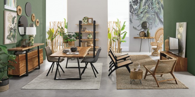 Paravento Aili in legno naturale 100x18,5x180h cm - Samnite