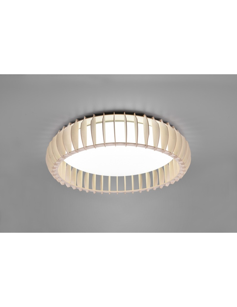 Plafoniera Legno Naturale Led 38w Dimmer Monte Trio Lighting - Samnite