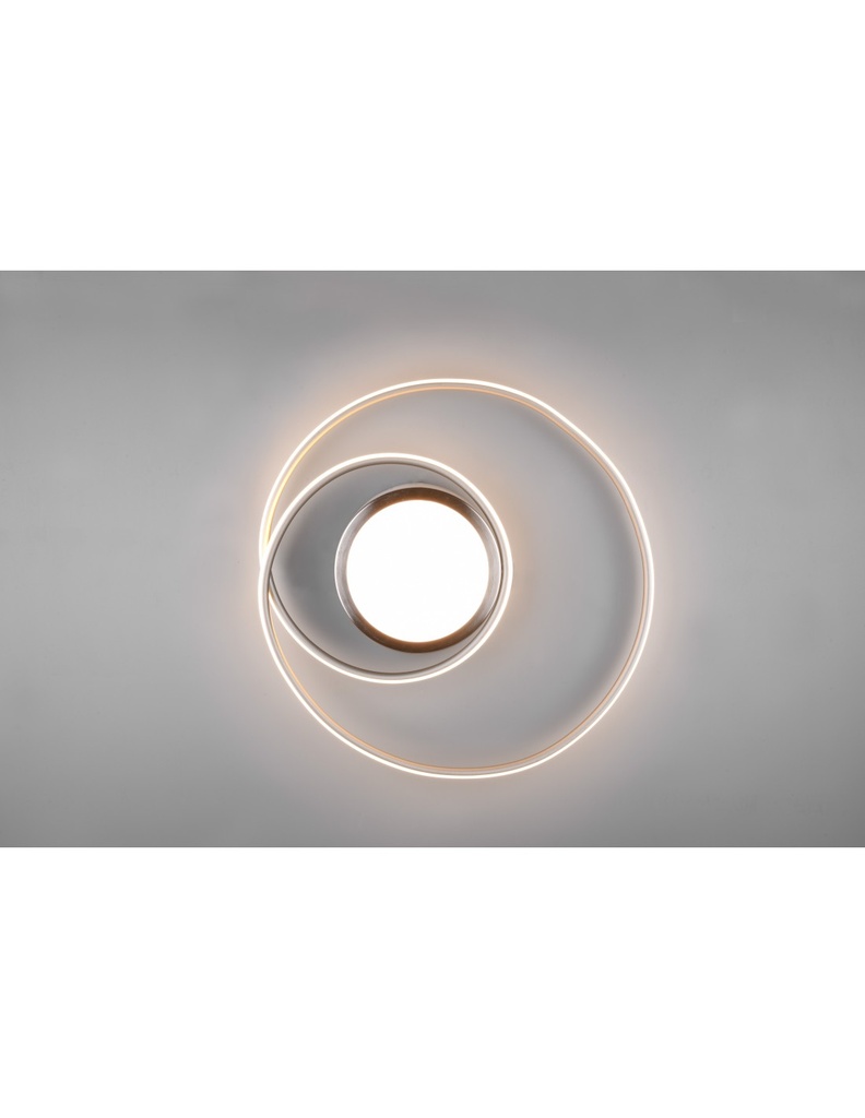 Plafoniera Moderna Soffitto Circolare Yava Nichel Led Dimmer Trio Lighting - Samnite