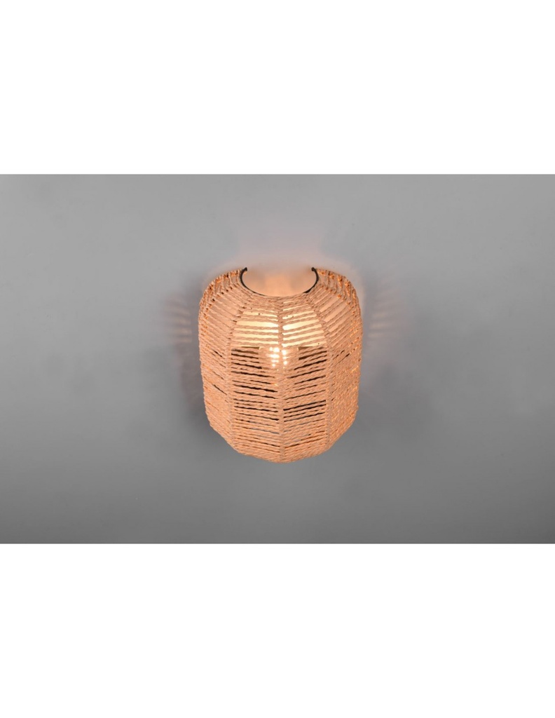 Applique Runa Nero E Diffusore Sisal Marrone Trio Lighting
