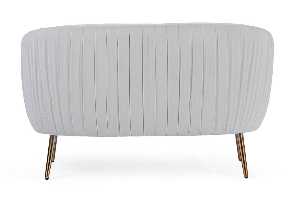 Divano 2 posti effetto velluto grigio chiaro Linsay cm 129 - Samnite