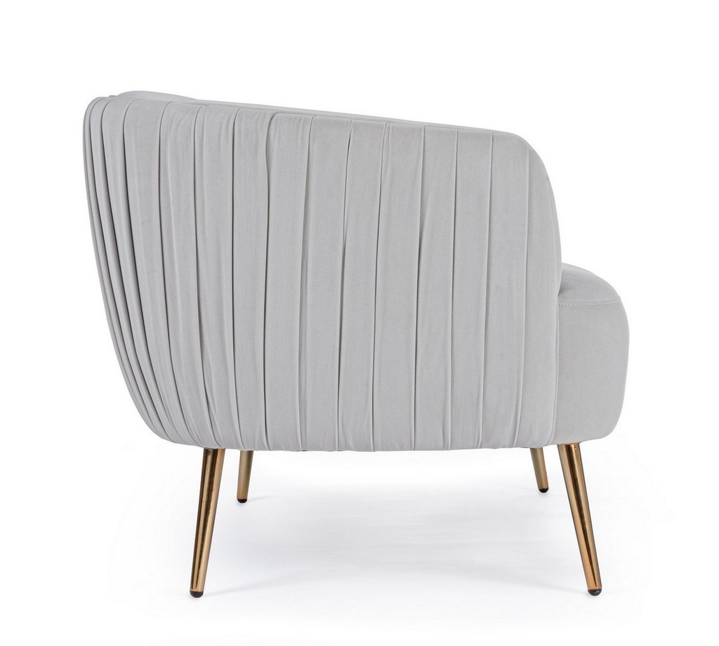 Divano 2 posti effetto velluto grigio chiaro Linsay cm 129 - Samnite