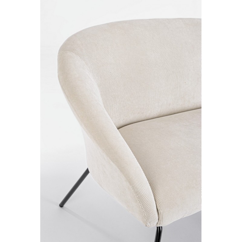 Divano acciaio velluto bianco Aiko Velvet cm 142 x 80 x 75 - Samnite