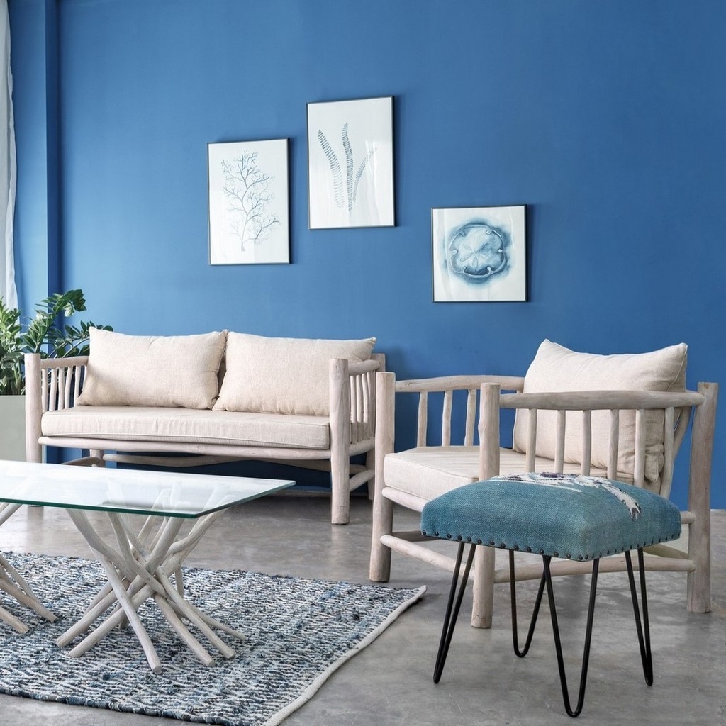 Divano con cuscini Sahel in legno teak - Samnite