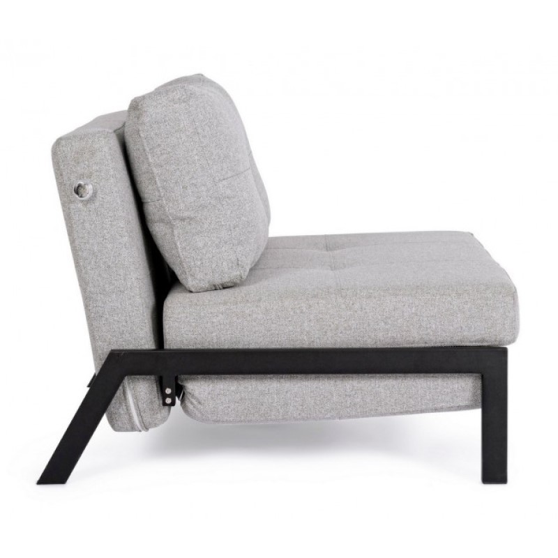 Divano letto salvaspazio un posto in tessuto Beige HAYDEN 95x96x h79 cm - Samnite