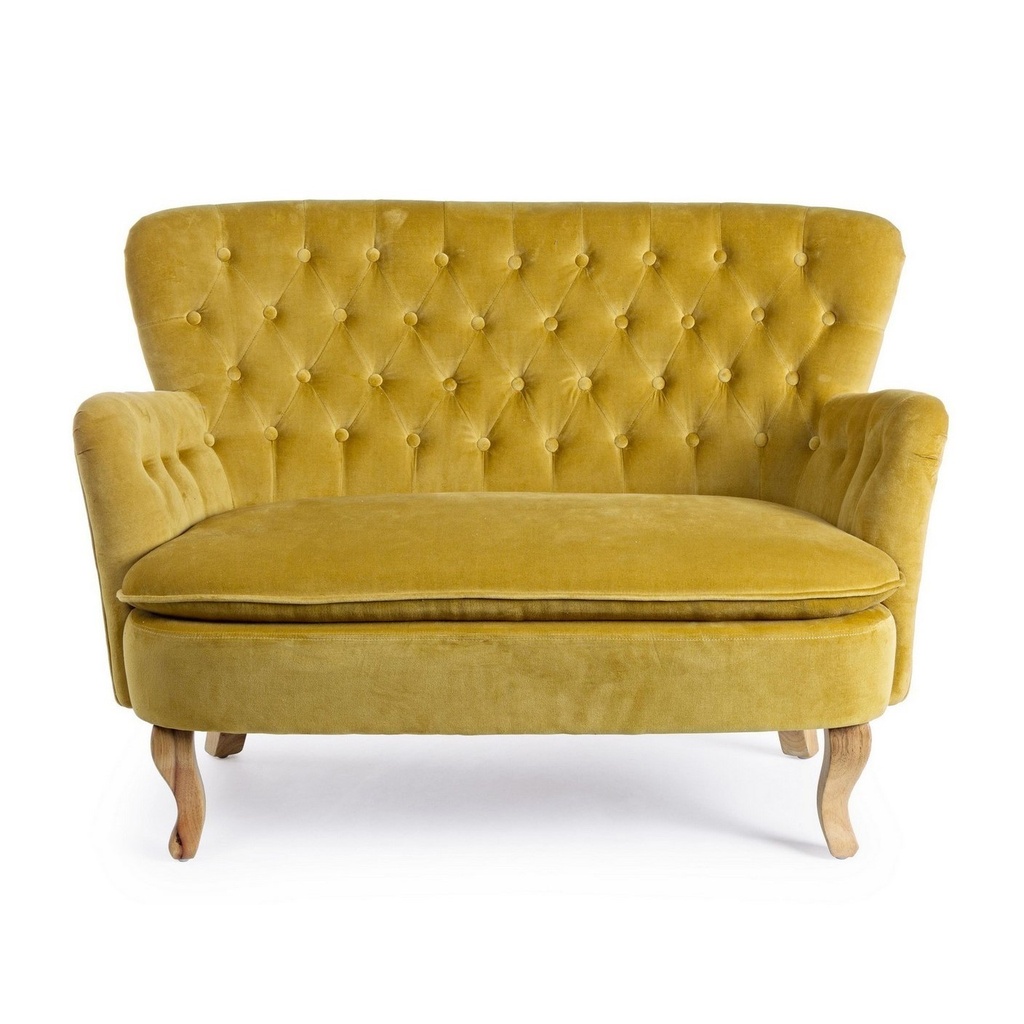 Divano vintage 2 posti Orlins Senape 114x69x79h cm - Samnite